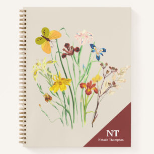 Stilvoller Monogramm-Name und anfängliche florale  Notizblock