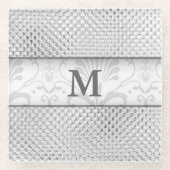 Stilvoller Monogramm-silbernes Grau-Designer Glasuntersetzer (Vorderseite)