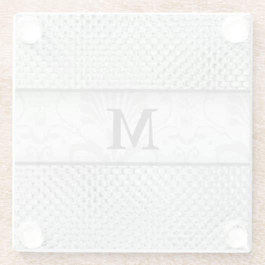 Stilvoller Monogramm-silbernes Grau-Designer Glasuntersetzer (Rückseite)