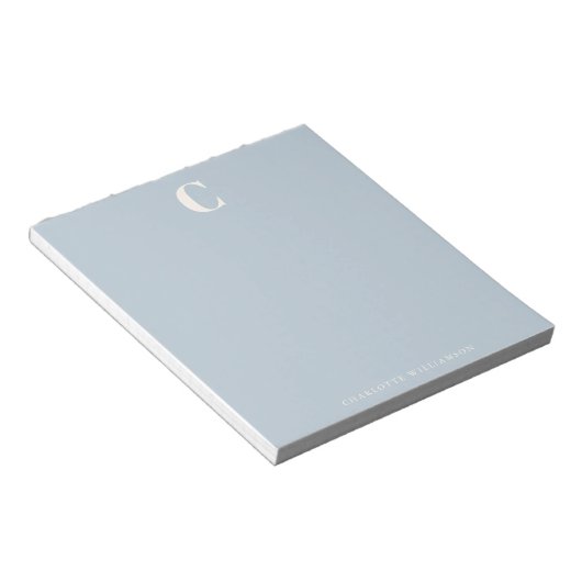 Stilvoller monogrammierter Name Modernes Hellblau Notizblock (angewinkelt)