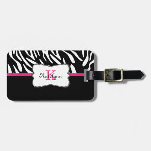 Stilvoller Monogrammzebra-Druck-Gepäckanhänger Gepäckanhänger