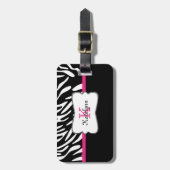 Stilvoller Monogrammzebra-Druck-Gepäckanhänger Gepäckanhänger (Vorderseite vertikal)