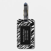 Stilvoller Monogrammzebra-Druck-Gepäckanhänger Gepäckanhänger (Rückseite vertikal)