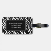 Stilvoller Monogrammzebra-Druck-Gepäckanhänger Gepäckanhänger (Rückseite horizontal)