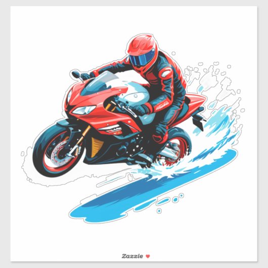 🏍️ Stilvoller Motorradfahrer Minimal Urban Design Aufkleber (Blatt)