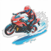 🏍️ Stilvoller Motorradfahrer Minimal Urban Design Aufkleber (Vorderseite)
