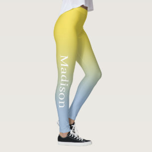 Stilvoller Name auf gelb bis leicht blauer Farbe Leggings