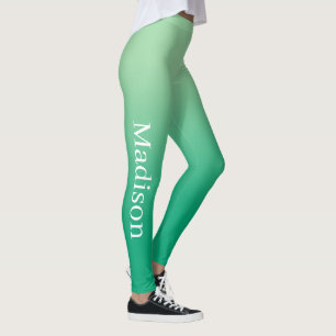Stilvoller Name auf hell bis dunkel Grünverlauf Leggings