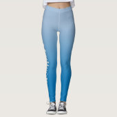 Stilvoller Name auf Licht bis Dunkelblau glänzt Leggings (Vorderseite)