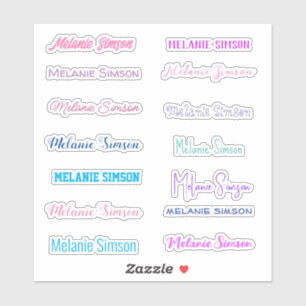 Stilvoller Name farbenfroh rosa violett blaue Stic Aufkleber