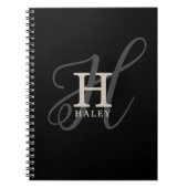 Stilvoller Name mit Kalligrafie Monogram Black Notizblock (Vorderseite)