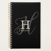 Stilvoller Name mit Kalligrafie Monogram Black Planer (Vorderseite)