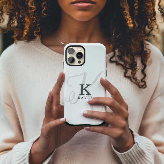 Stilvoller Name mit Kalligraphie Monogram auf Weiß Case-Mate iPhone Hülle