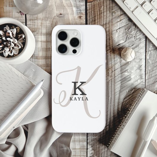 Stilvoller Name mit Kalligraphie Monogram auf Weiß Case-Mate iPhone Hülle