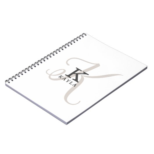 Stilvoller Name mit Kalligraphie Monogram auf Weiß Notizblock (Linke Seite)