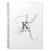 Stilvoller Name mit Kalligraphie Monogram auf Weiß Notizblock (Vorderseite)