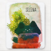 Stilvoller Niedlicher Cartoon Hidden Fluffy Blue C Mousepad (Vorne)