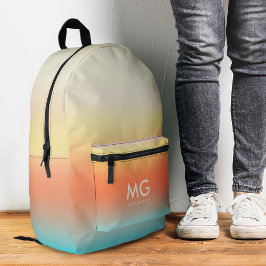 Stilvoller Orange Yellow Blue Sea Summer Beach Bedruckter Rucksack
