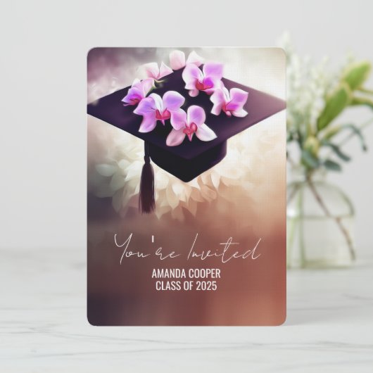 Stilvoller Orchids-Abschluss Einladung (Stehend Vorderseite)
