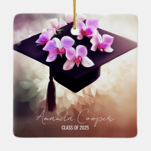 Stilvoller Orchids-Abschluss Keramikornament (Rückseite)