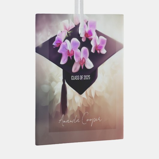 Stilvoller Orchids-Abschluss Ornament Aus Glas (Vorderseite Rechts)