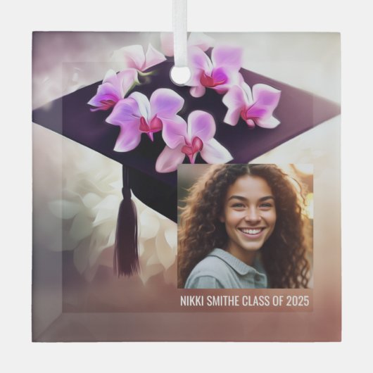 Stilvoller Orchids-Abschluss Ornament Aus Glas (Vorderseite)