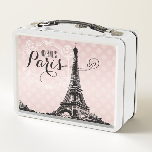 Stilvoller Paris-Eiffelturm addieren Namen Metall Brotdose (Rückseite)