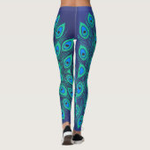 Stilvoller Peacock Schwanz in Aquamarin & blau far Leggings (Rückseite)