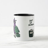 Stilvoller Pfau mit Brille - "Shut Up, Journal" Tasse (Zentrum)