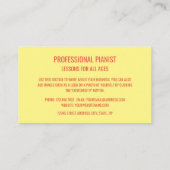 Stilvoller Pianist, Beruflicher Musiker Visitenkarte (Rückseite)