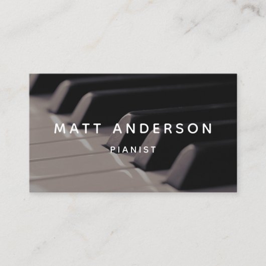 Stilvoller Piano Musiker Minimal Black and White Visitenkarte (Vorderseite)