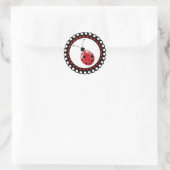 Stilvoller Polka-Punkt-Marienkäfer-Umschlag Runder Aufkleber (Tasche)