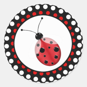 Stilvoller Polka-Punkt-Marienkäfer-Umschlag Runder Aufkleber