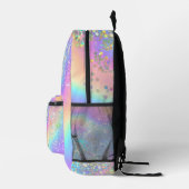 Stilvoller Rainbow Holographic Glitzer Girly Monog Bedruckter Rucksack (Rechts)