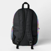 Stilvoller Rainbow Holographic Glitzer Girly Monog Bedruckter Rucksack (Rückseite)