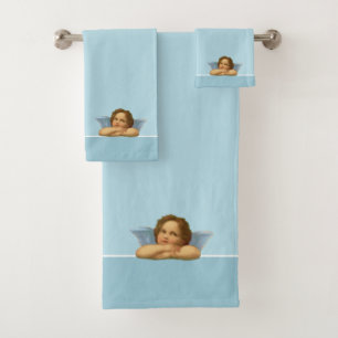 Stilvoller Raphael-Cherub auf Hellblau Badhandtuch Set