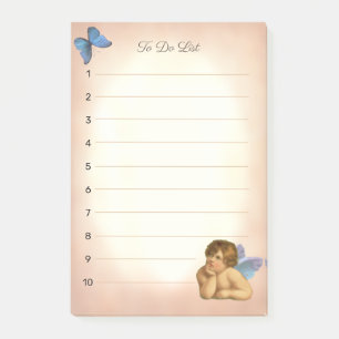 Stilvoller Raphael Cherub & blauer Schmetterling Post-it Klebezettel