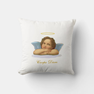 Stilvoller Raphael-Cherub & Carpe Diem Kalligrafie Kissen