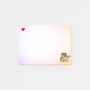 Stilvoller Raphael-Cherub & Herz auf Pastellfarben Post-it Klebezettel