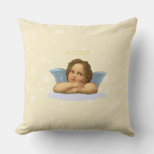 Stilvoller Raphael-Cherub & Lichtkugeln auf Elfenb Kissen