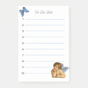 Stilvoller Raphael-Cherub und blauer Schmetterling Post-it Klebezettel