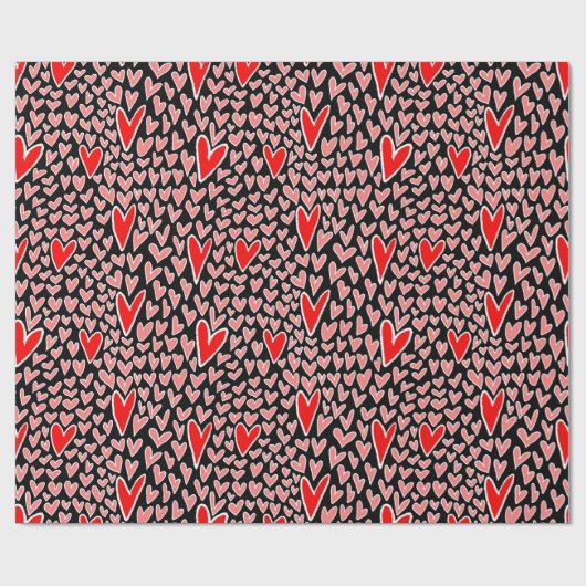 Stilvoller Red Hearts Pattern Valentinstag Geschenkpapier (Flach)