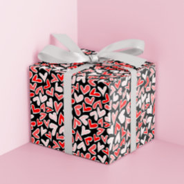 Stilvoller Red Hearts Pattern Valentinstag Geschenkpapier