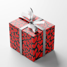 Stilvoller Red Hearts Pattern Valentinstag Geschenkpapier