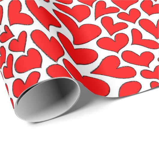 Stilvoller Red Hearts Pattern Valentinstag Geschenkpapier (Rolleneckpunkt)