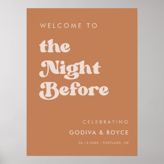 Stilvoller Retro-brauner Zucker Die Nacht vor dem Poster (Vorne)