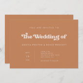 Stilvoller Retro-brauner Zucker Einfache Hochzeit Einladung (Vorne/Hinten)