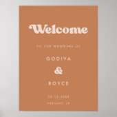 Stilvoller Retro-brauner Zucker Herzlich willkomme Poster (Vorne)