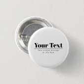 Stilvoller Retro-Modern-Text | Schwarz & Weiß Button (Vorne & Hinten)