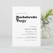 Stilvoller Retro-Schwarz-Weiß-Junggeselinnen-Absch Einladung (Stehend Vorderseite)